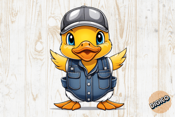 Download Cute Cartoon Baby Duck in Denim Overall - Cute Collection